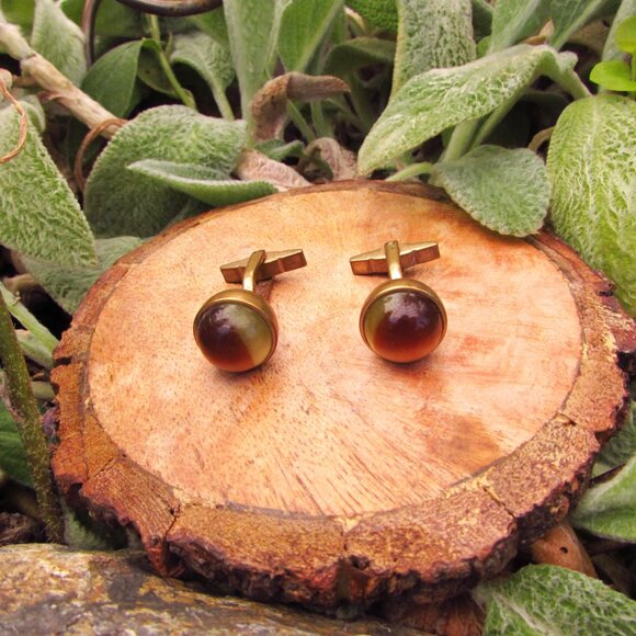 Art Deco Cufflinks | Brass Cufflinks | Antique Cufflinks | Mens Formalwear - Picture 5 of 10